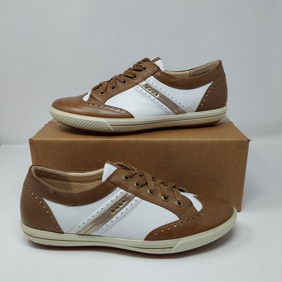 Ecco Shoes - Ecco 40 Size 10.5 Spikeless Womens Golf Shoes Wingtip Brown Leather